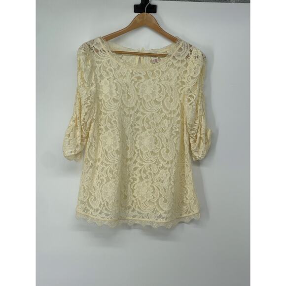 Sundance Cream Lace Pure‎ Poetry Top Size L Boho Cottage Fairy - Picture 1 of 5
